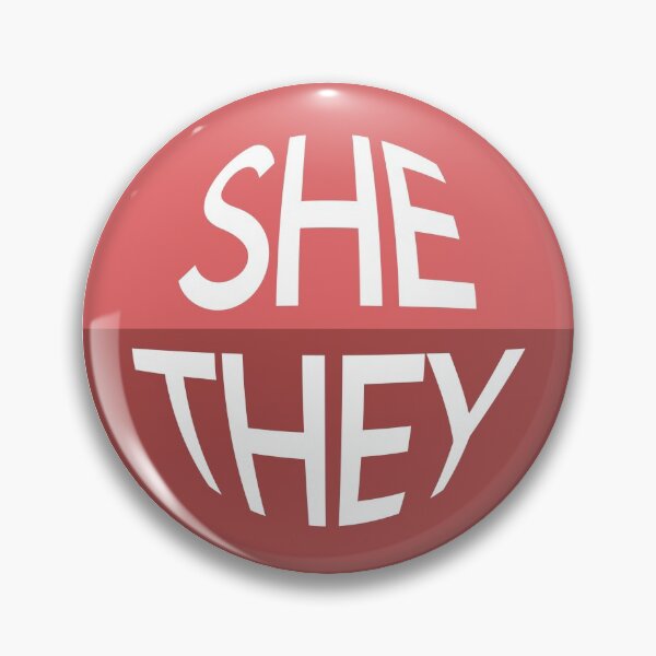 Item preview, Scarlet Red Pronoun Pin | SHE/THEY designed and sold by goofnmm.
