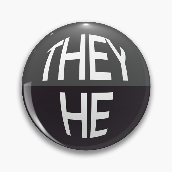 Item preview, Slate Grey Pronoun Pin | THEY/HE designed and sold by goofnmm.