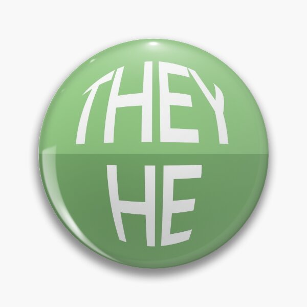 Item preview, Olive Green Pronoun Pin | THEY/HE designed and sold by goofnmm.