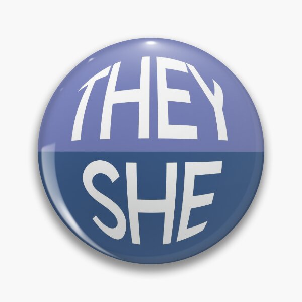 Item preview, Ocean Blue Pronoun Pin | THEY/SHE designed and sold by goofnmm.
