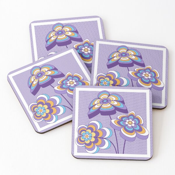 Item preview, Shabby Chic Mid Century Modern Flowers // Lavender, Purple, Yellow, Orange, Turquoise Blue, White designed and sold by Elsy's Art.