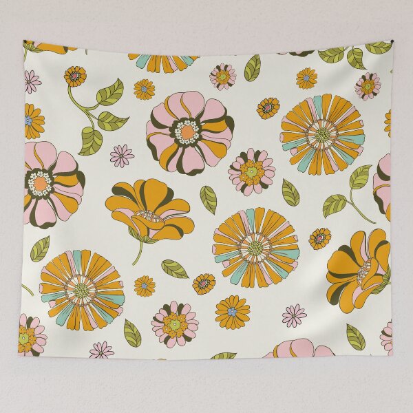 Item preview, 70's Retro Floral Pattern designed and sold by Old Urban Farmhouse Design Studio.