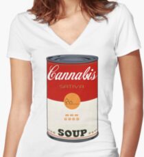 Cannabis-Suppe Tailliertes T-Shirt mit V-Ausschnitt