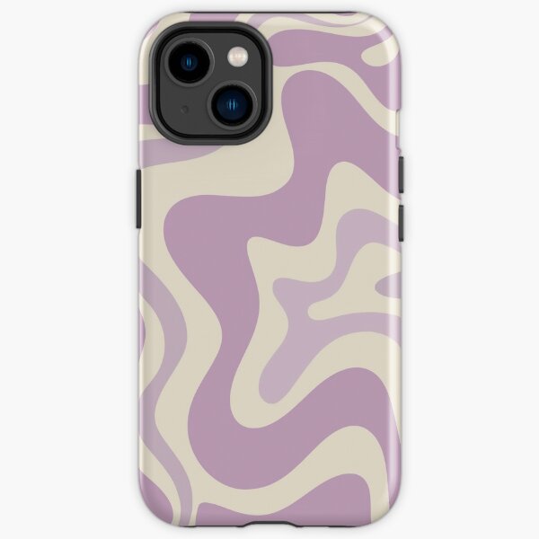 Retro Liquid Swirl Abstract Pattern in Lavender and Cream iPhone Tough Case