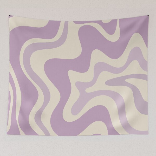 Item preview, Retro Liquid Swirl Abstract Pattern in Lavender and Cream designed and sold by kierkegaard.
