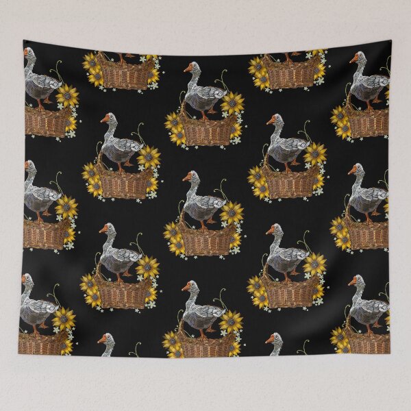 Item preview, goose wicker basket embroider  designed and sold by ePeraleza.