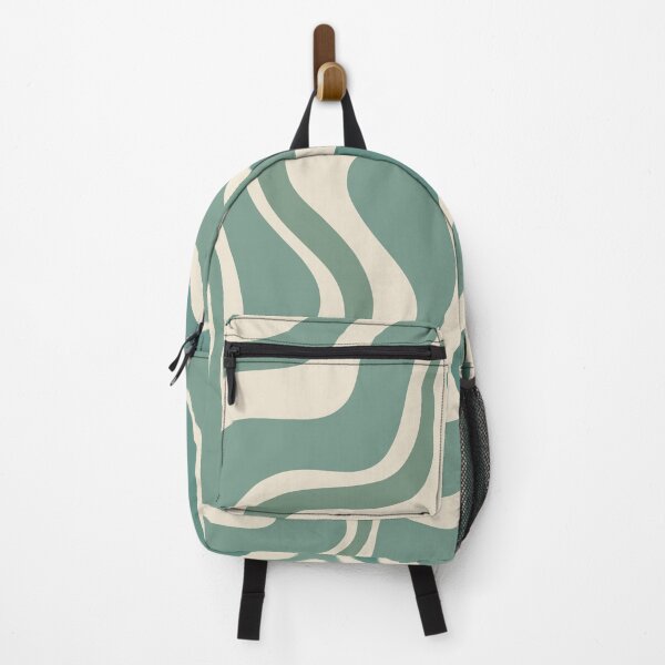 Item preview, Retro Liquid Swirl Abstract Pattern in Eucalyptus Sage Green and Cream Beige designed and sold by kierkegaard.