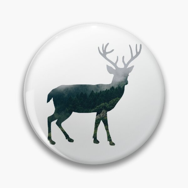 Item preview, Buck Deer with Misty Evergreen Forest Woods Silhouette - Spirit of the Wild .  designed and sold by VisionQuestArts.