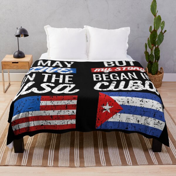 Item preview, I May Live In The Usa But My Story Began In Cuba | Cuban Flag | American Flag | Cursive | Vintage designed and sold by NoirOwned.