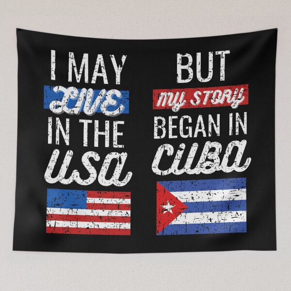 Item preview, I May Live In The Usa But My Story Began In Cuba | Cuban Flag | American Flag | Cursive | Vintage designed and sold by NoirOwned.
