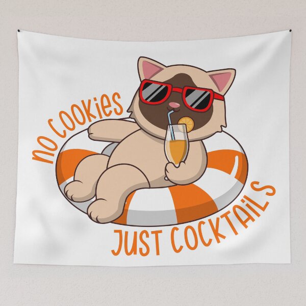 Item preview, No Cookies Just Cocktails Funny Siamese Cat designed and sold by Luan Huynh.