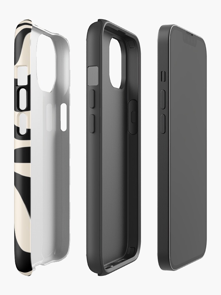 Alternate view of Retro Liquid Swirl Abstract Pattern in Black and Almond Cream iPhone Case