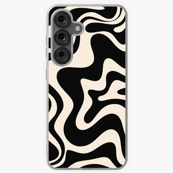 Item preview, Retro Liquid Swirl Abstract Pattern in Black and Almond Cream designed and sold by kierkegaard.