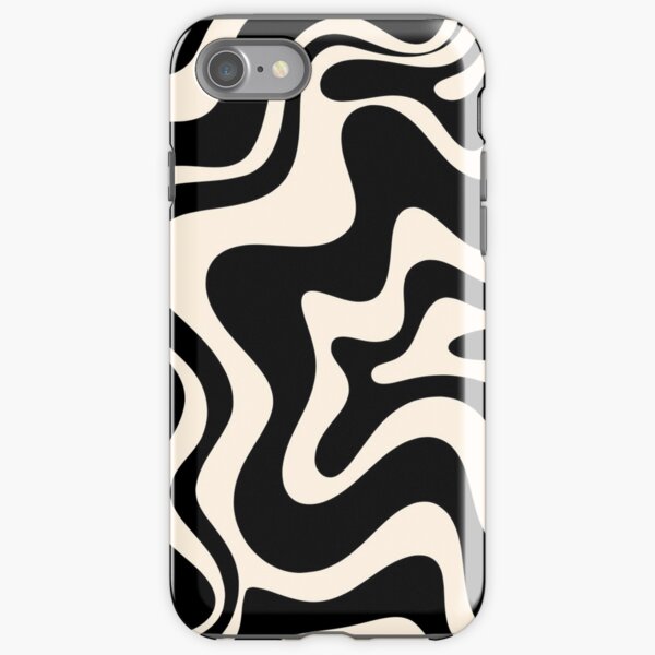 Item preview, Retro Liquid Swirl Abstract Pattern in Black and Almond Cream designed and sold by kierkegaard.