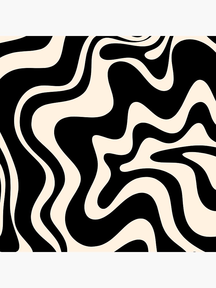 Thumbnail 2 of 2, Tote Bag, Retro Liquid Swirl Abstract Pattern in Black and Almond Cream designed and sold by kierkegaard.