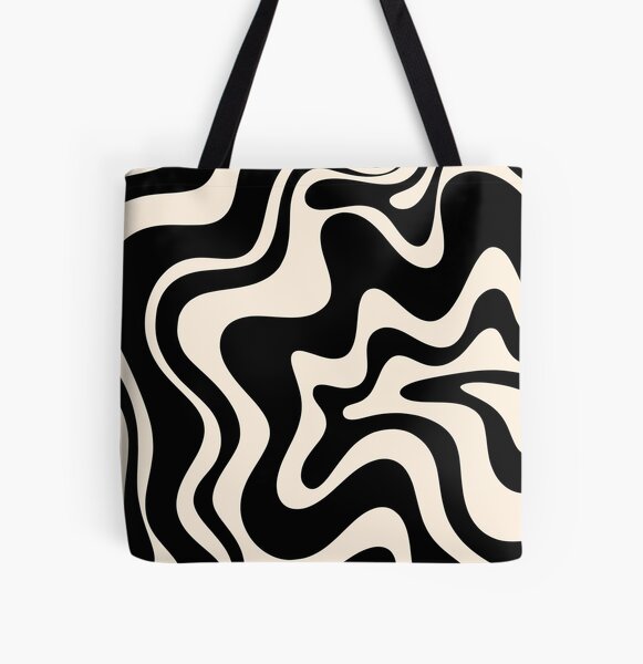 Black and white store tote handbag