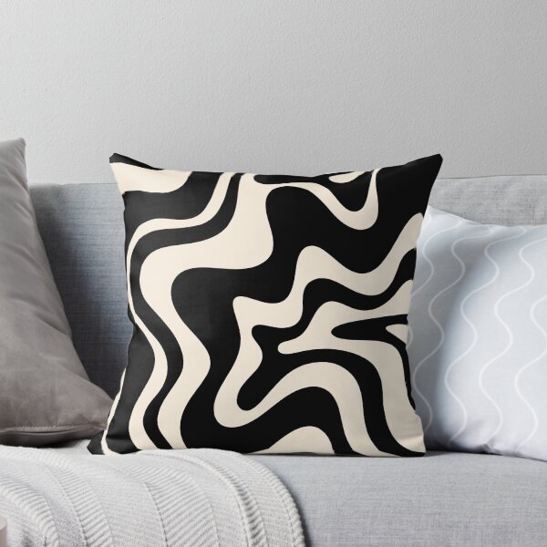 Item preview, Retro Liquid Swirl Abstract Pattern in Black and Almond Cream designed and sold by kierkegaard.