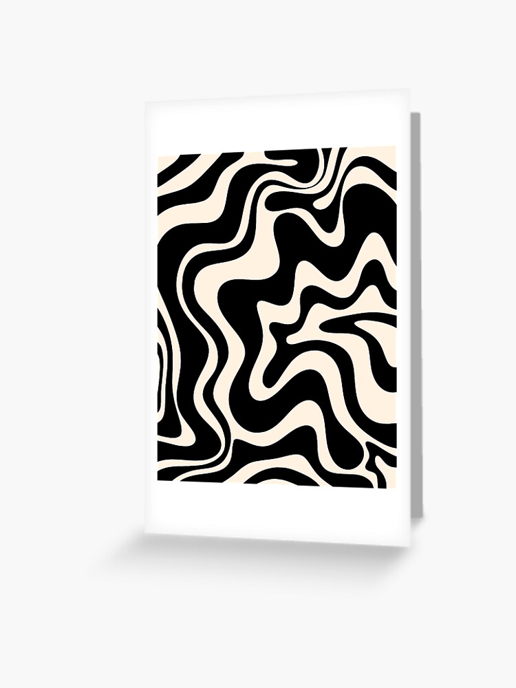 Retro Liquid Swirl Abstract in Black and Almond Cream Bath Mat by  Kierkegaard Design Studio