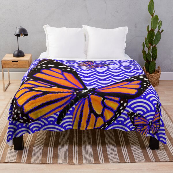Item preview, MONARCH BUTTERFLIES BLUE-WHITE ABSTRACT CLOUDS PATTERN ART designed and sold by sharlesart.