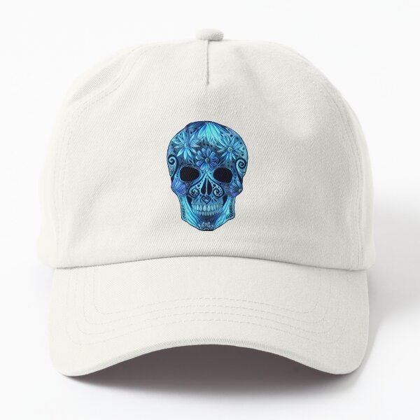Electric Blue Sugar Skull Dad Hat