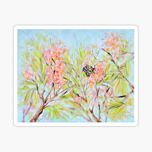 Butterfly Resting on a Grevillea Flower Sticker
