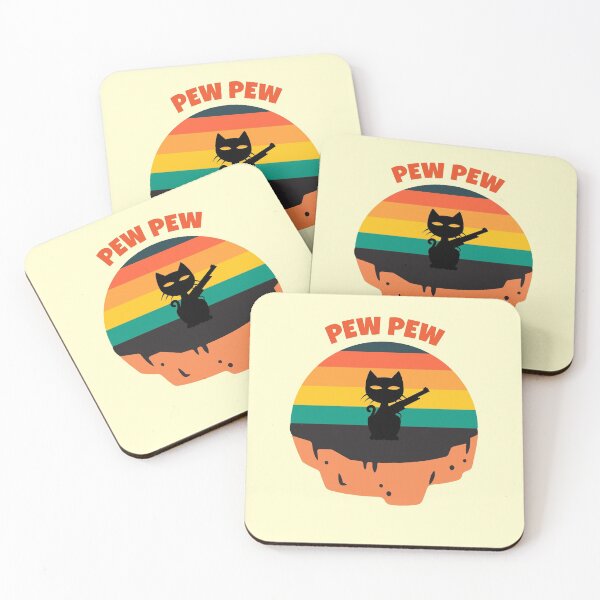 Item preview, Vintage Retro Black Cat Pew Pew ! funny cat pew pew Desing designed and sold by Earthjoys.