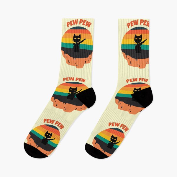 Item preview, Vintage Retro Black Cat Pew Pew ! funny cat pew pew Desing designed and sold by Earthjoys.