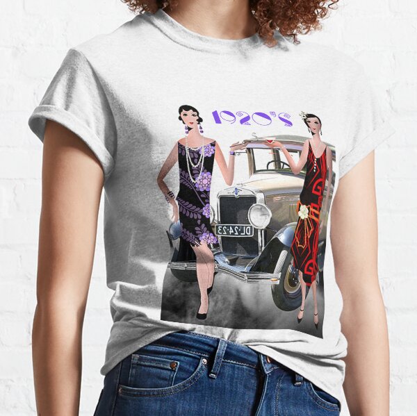 Roaring 20’s flappers with 1920s White Car Classic T-Shirt