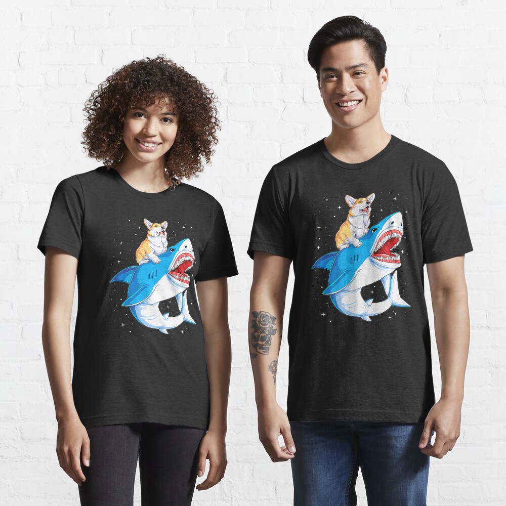 Discover Corgi Riding Shark Jawsome Dog Espace Galaxie T-shirt essentiel