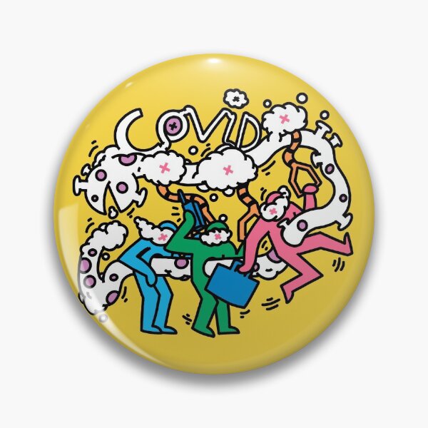 Aperçu de l'œuvre  Boucle COVID Pop Art Jaune créée et vendue par Hojyn.
