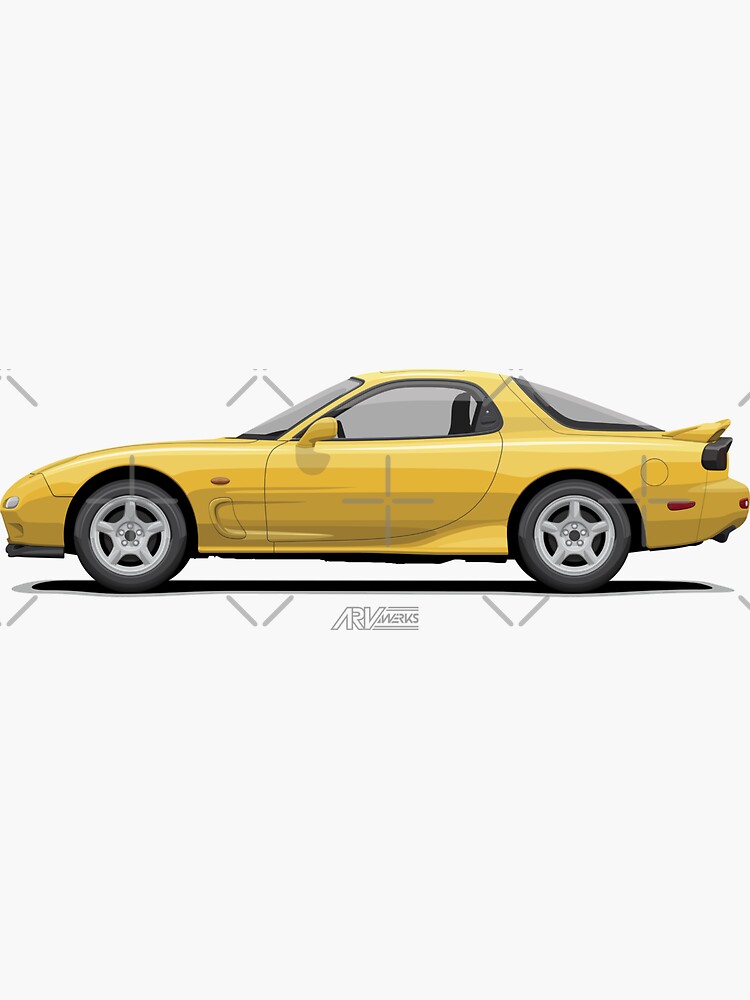 "RX7 FD3S Competition Yellow Mica" Sticker for Sale by ARVwerks Redbubble