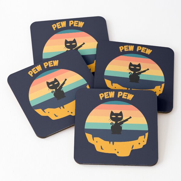 Item preview, Vintage Retro Black Cat Pew Pew ! funny cat pew pew Desing designed and sold by Earthjoys.