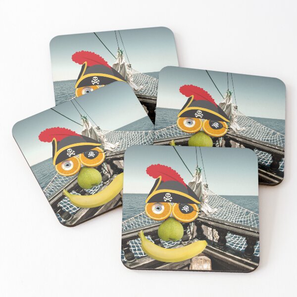 Item preview, Funny kids’ pirate.  Captain Fruityface poses on the deck of a ship.  Ahoy! designed and sold by Cosmic-Ferret.