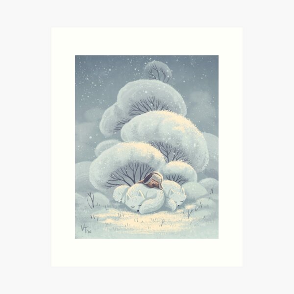 Arctic Fox Huddle Art Print