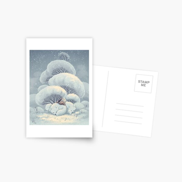Arctic Fox Huddle Postcard