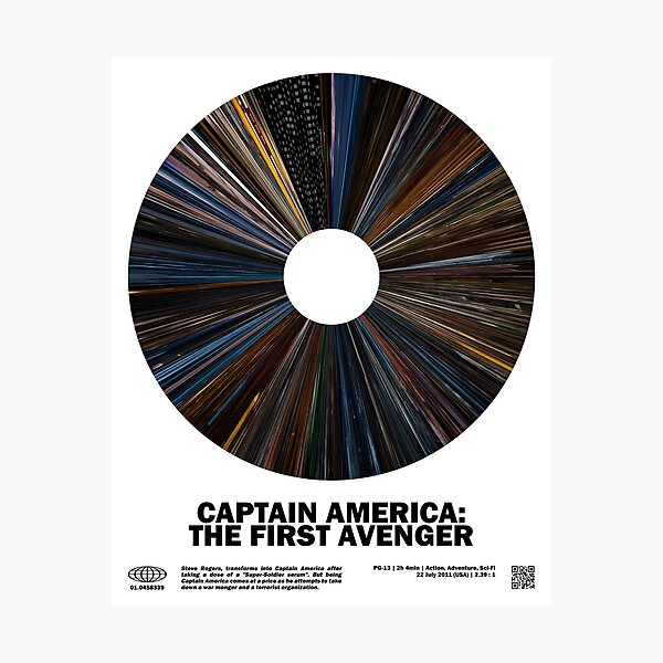 minimal_Captain_America: The First A.venger Warp Barcode Movie Photographic Print