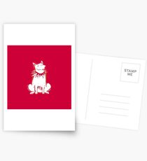 white dog red contour cartoon style illustration Postcards