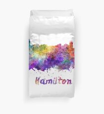 Hamilton skyline in watercolor Duvet Cover