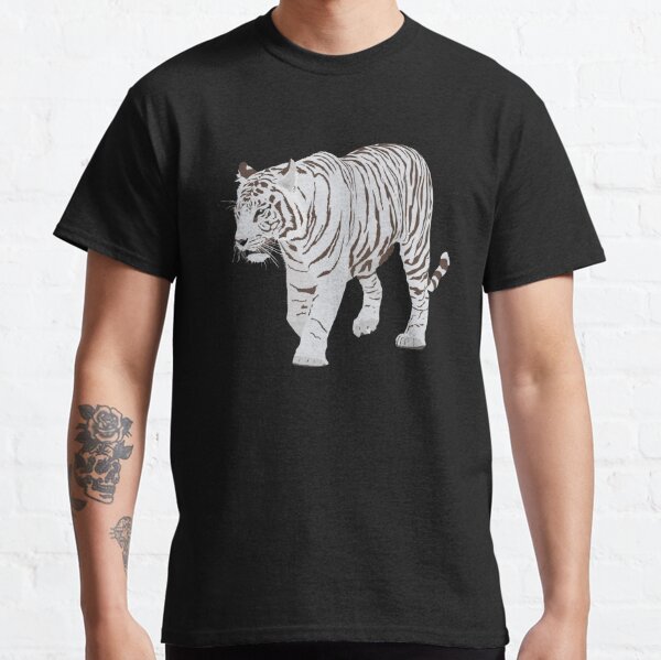 Una camiseta de rayas blancas y negras con la palabra tigre.