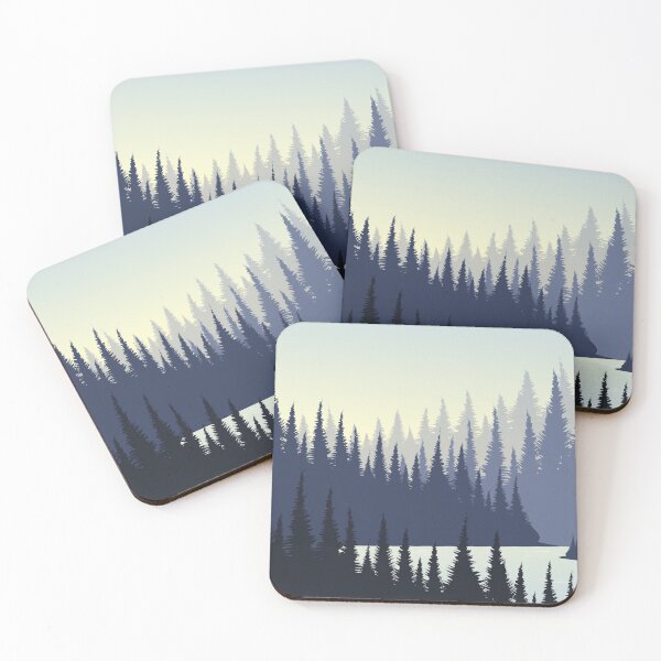 Item preview, Pine Forest With the River And Mountain Sunset Background designed and sold by JTS STORE.