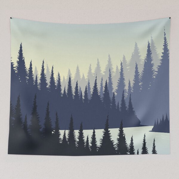 Item preview, Pine Forest With the River And Mountain Sunset Background designed and sold by JTS STORE.