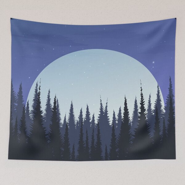 Item preview, Big Full Moon With Pine Forest Landscape  designed and sold by JTS STORE.