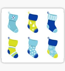 Cute Christmas Socks set - vector cartoon Illustration Sticker