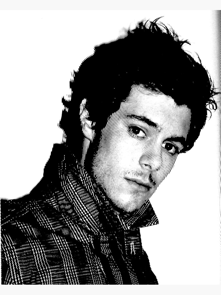 Adam Brody Black And White Portrait Linocut Poster For Sale By