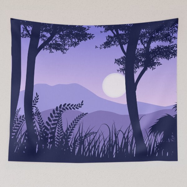 Item preview, Sunset Forest Landscape With Mountain Background designed and sold by JTS STORE.