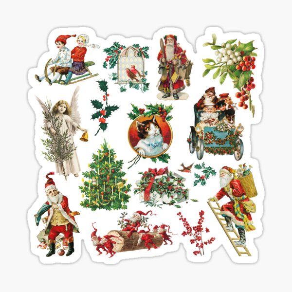 Vintage Retro Christmas Holiday Gold Pattern Sticker for Sale by David  notme
