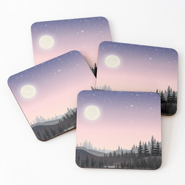 Item preview, Starry Night With Mountain And Pine Tree Landscape designed and sold by JTS STORE.