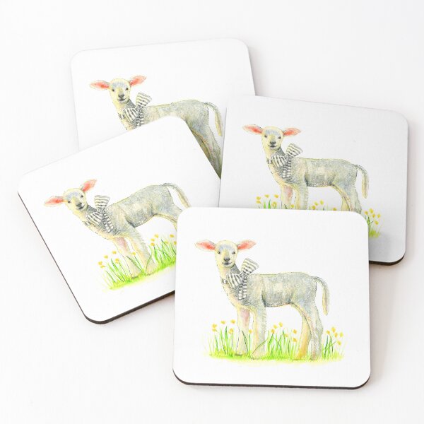 Item preview, Watercolor spring lamb with yellow flowers designed and sold by CarolineJordaan.