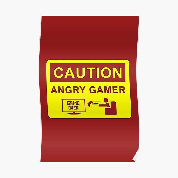 Blechschild Metallschild Wandschild Caution Angry Gamer Game Over 25x33 cm