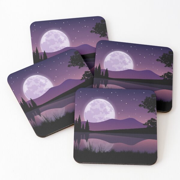 Item preview, Beautiful NIght Lake With Full Moon Rising designed and sold by JTS STORE.